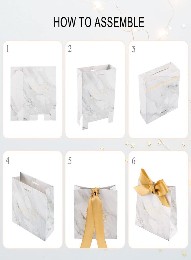 Yoption 50 Pcs Wedding Party Favor Boxes, Small Thank You Gift Bags Candy Boxes with Gold Bow Ribbon Wedding Bridal Shower Birthday Party (Marble) - Image 5
